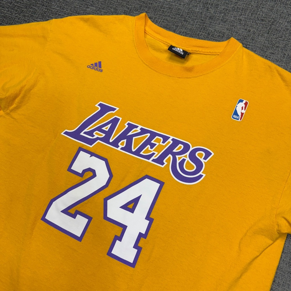 Vtg Los Angeles Lakers Kobe Bryant T-Shirt Mens Large Gold Adidas NBA Basketball